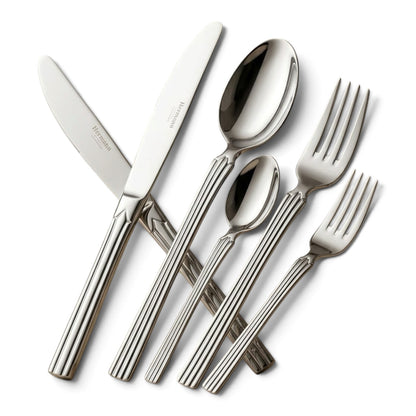 Alpen Berg Luxury Stainless Steel Cutlery Set (38 Pcs) with Stand – Ribbed Handle Design