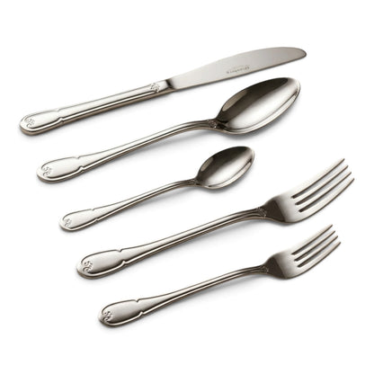 Alpen Berg Luxury Stainless Steel Cutlery Set (38 Pcs) with Stand – Classic Scalloped Handle Design - Mawaeen