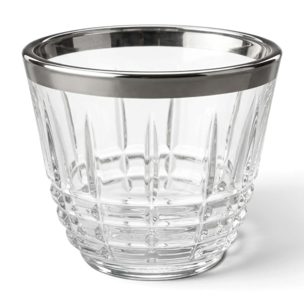 Cawa 6-Piece Silver-Rimmed Crystal Arabic Coffee Cup Set - Mawaeen