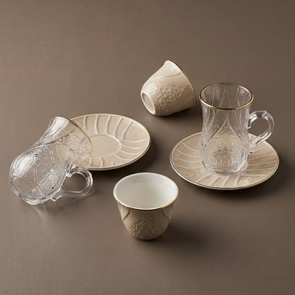 Rose Tea and Arabic Coffee Hosting Set (Complete 18-Piece Collection)
