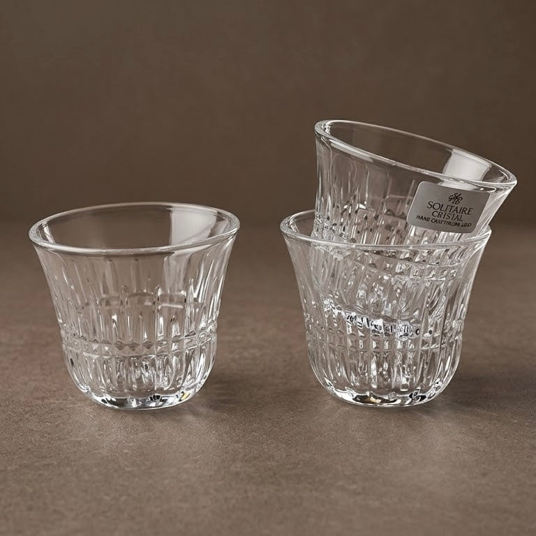 Cawa Classic Transparent Arabic Coffee Cups Featuring Fluted Design (6 Pieces)