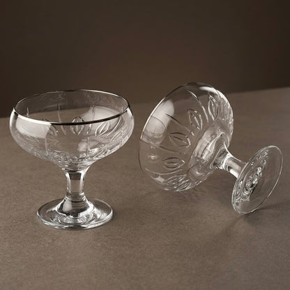 Silver-Rimmed Stemmed Glass Dessert & Ice Cream Bowls (Set of 6) - Mawaeen