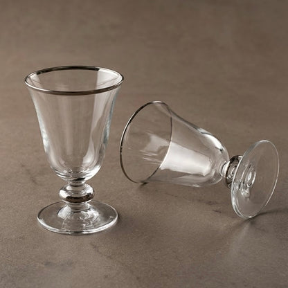 Minimalist Silver-Rimmed Clear Stemmed Juice Glasses (Set of 6) - Mawaeen