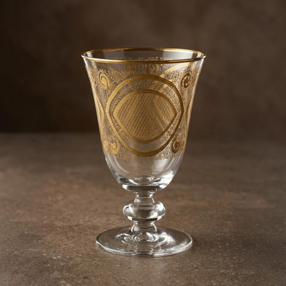 Luxury Gold-Embellished Stemmed Juice & Water Glasses (Set of 6) - Mawaeen