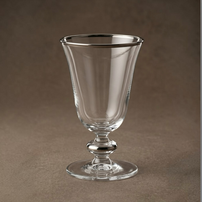 Minimalist Silver-Rimmed Clear Stemmed Juice Glasses (Set of 6) - Mawaeen