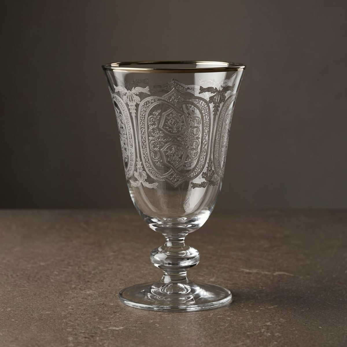 Luxury Silver-Embellished Stemmed Juice & Water Glasses (Set of 6) - Mawaeen