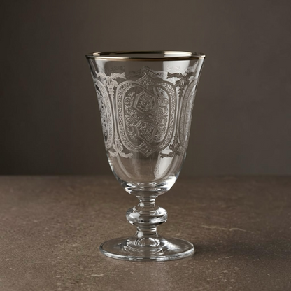 Luxury Silver-Embellished Stemmed Juice & Water Glasses (Set of 6) - Mawaeen