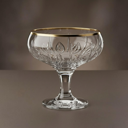 Gold-Rimmed Stemmed Glass Dessert & Ice Cream Bowls (Set of 6) - Mawaeen