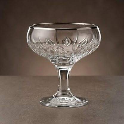 Silver-Rimmed Stemmed Glass Dessert & Ice Cream Bowls (Set of 6) - Mawaeen