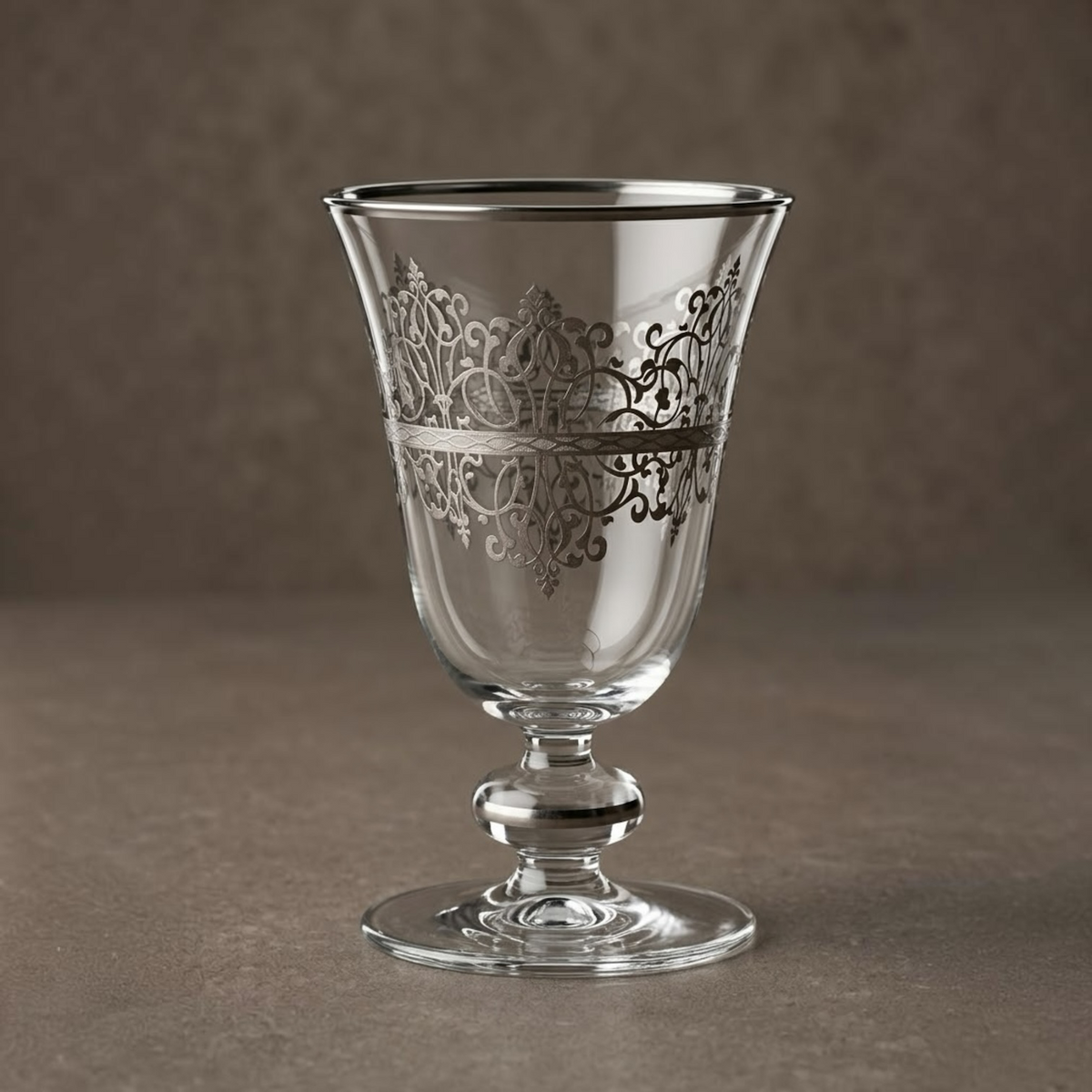 Silver Arabesque Scroll Stemmed Juice Glasses (Set of 6) - Mawaeen