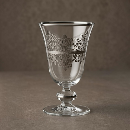 Silver Arabesque Scroll Stemmed Juice Glasses (Set of 6) - Mawaeen