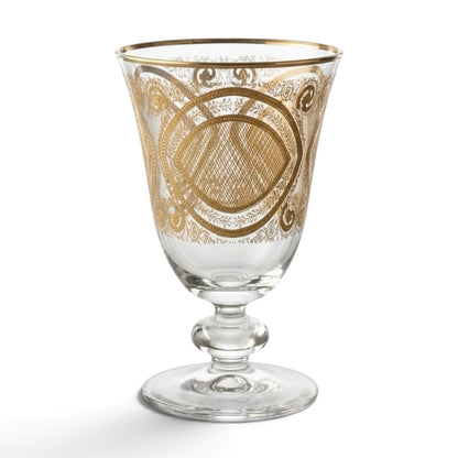 Luxury Gold-Embellished Stemmed Juice & Water Glasses (Set of 6) - Mawaeen