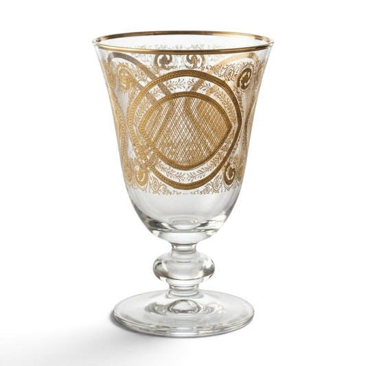 Luxury Gold-Embellished Stemmed Juice & Water Glasses (Set of 6) - Mawaeen