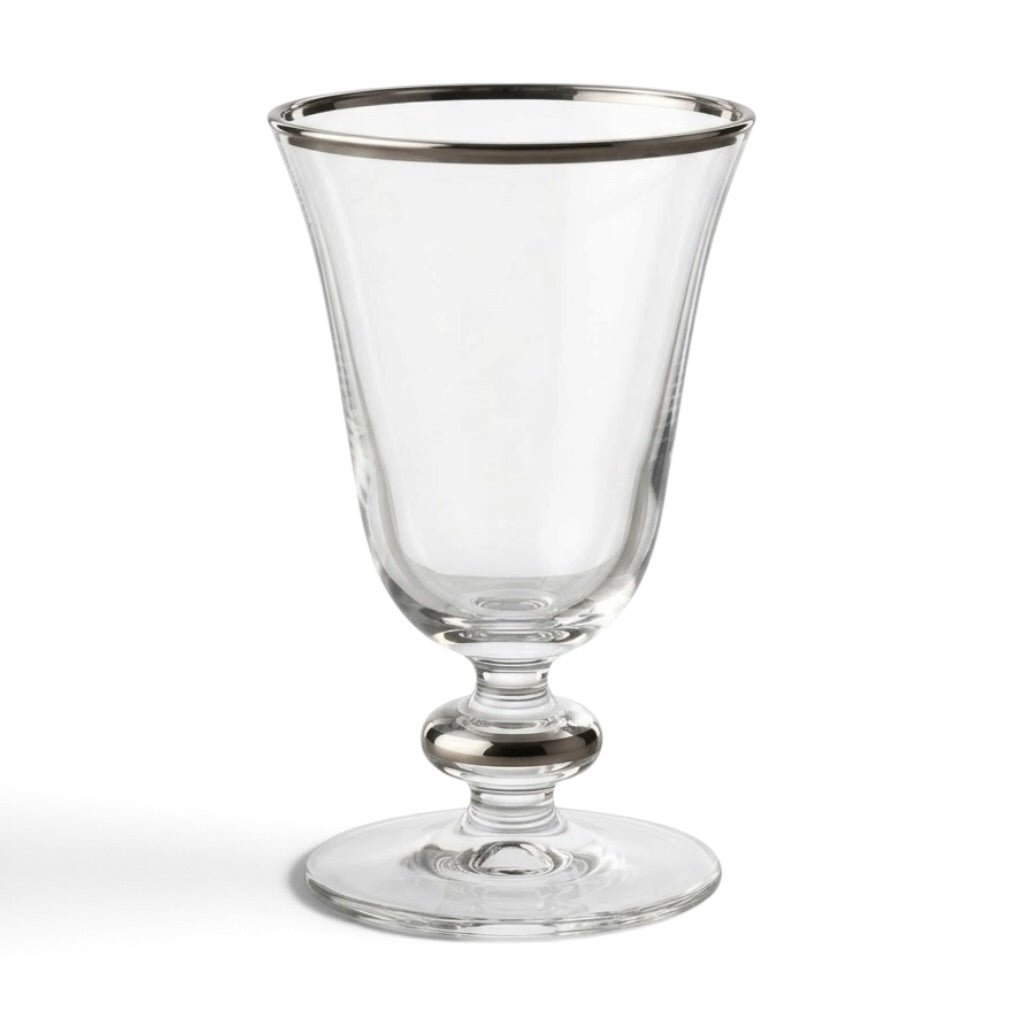 Minimalist Silver-Rimmed Clear Stemmed Juice Glasses (Set of 6) - Mawaeen