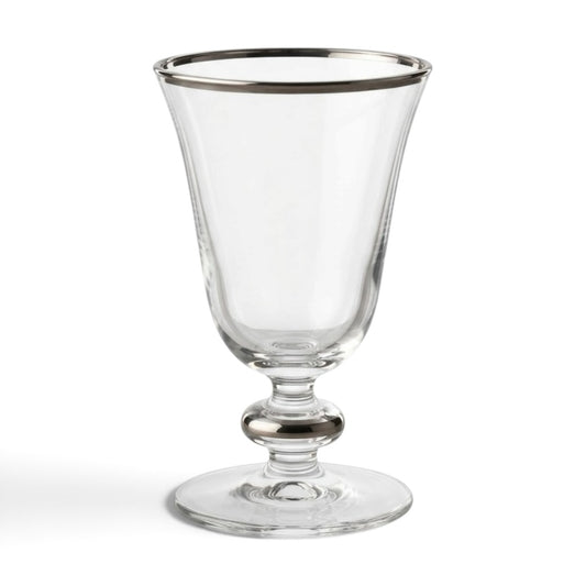 Minimalist Silver-Rimmed Clear Stemmed Juice Glasses (Set of 6) - Mawaeen
