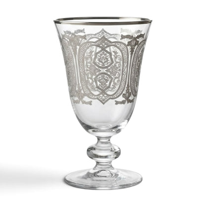 Luxury Silver-Embellished Stemmed Juice & Water Glasses (Set of 6) - Mawaeen