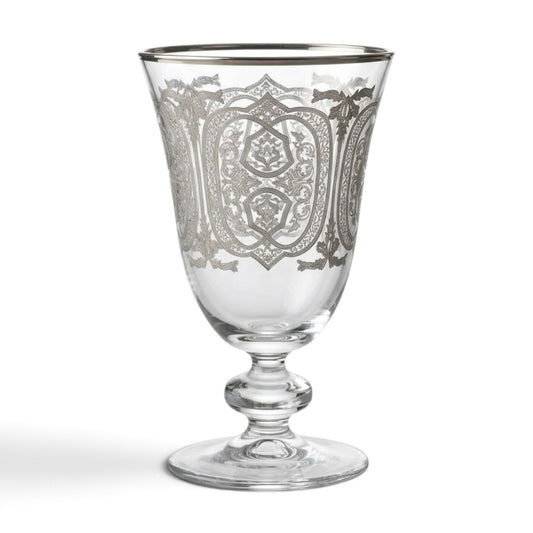 Luxury Silver-Embellished Stemmed Juice & Water Glasses (Set of 6) - Mawaeen