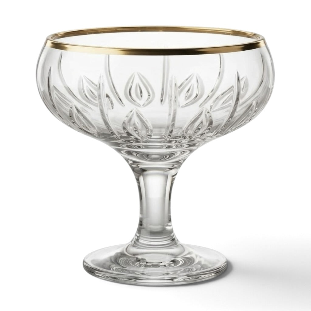 Gold-Rimmed Stemmed Glass Dessert & Ice Cream Bowls (Set of 6) - Mawaeen
