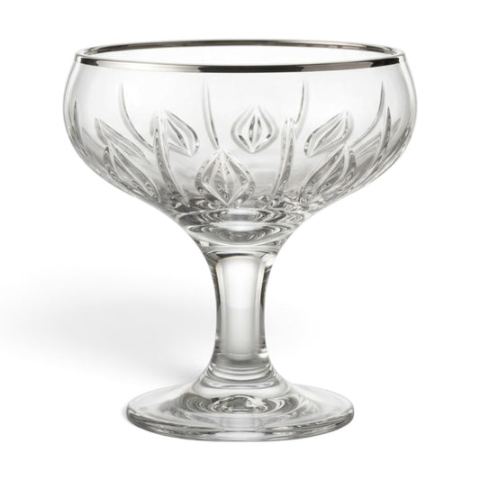 Silver-Rimmed Stemmed Glass Dessert & Ice Cream Bowls (Set of 6) - Mawaeen