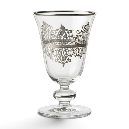 Silver Arabesque Scroll Stemmed Juice Glasses (Set of 6) - Mawaeen