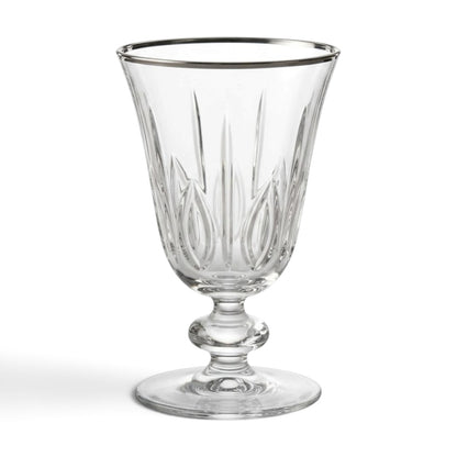 Silver-Rimmed Cut Glass Stemmed Juice Glasses (Set of 6) - Mawaeen