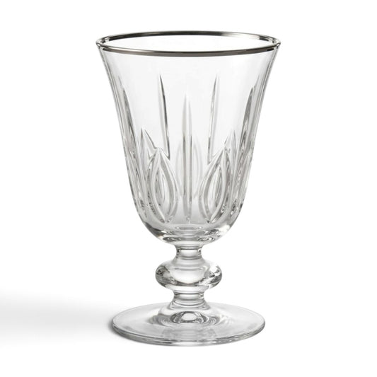 Silver-Rimmed Cut Glass Stemmed Juice Glasses (Set of 6) - Mawaeen