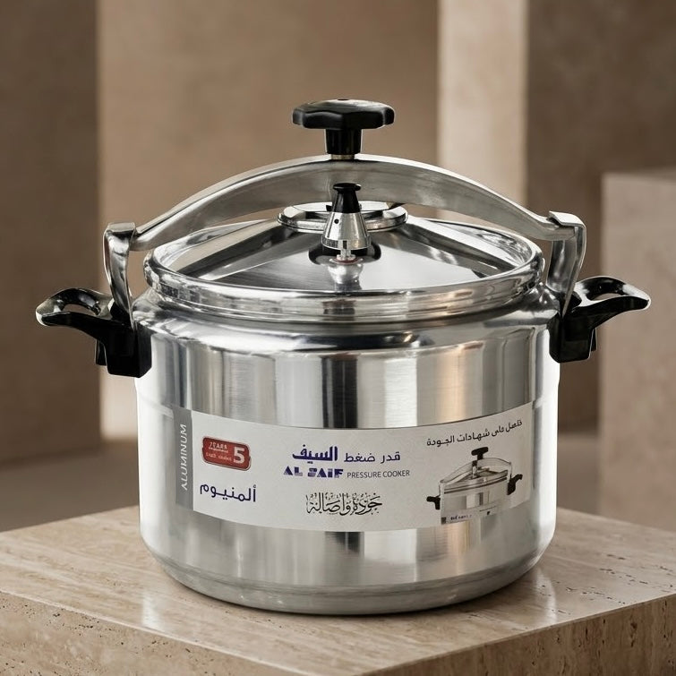 AL SAIF Super Jumbo Aluminum Pressure Cooker 18L – Heavy-Duty Banquet & Commercial Pot - Mawaeen