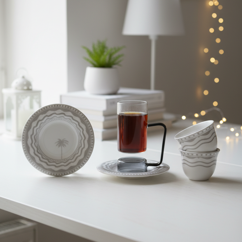 Tea & Coffee Serving Set S/Nakhla – 18 Pieces - Mawaeen