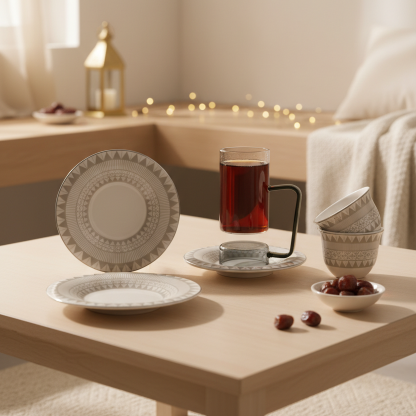 Tea & Coffee Serving Set W/Silver – 18 Pieces - Mawaeen