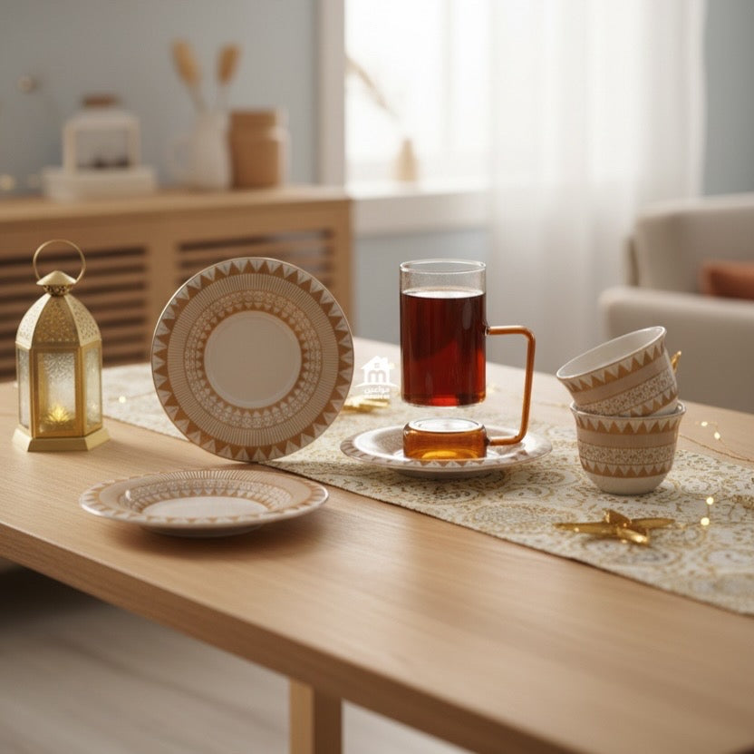 Tea & Coffee Serving Set W/Gold – 18 Pieces - Mawaeen
