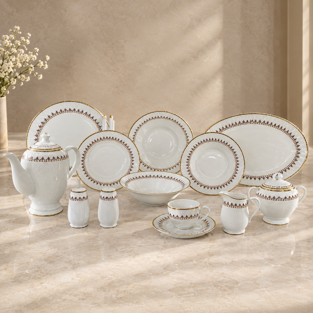 طقم عشاء ٥١ قطعة ذهبي - gc11800a