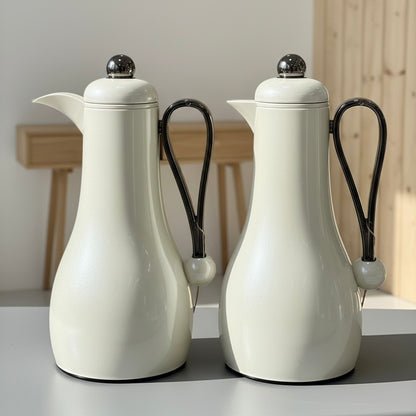 Al Marjan Dallah Set – 1L & 1L - White/Chrome - Mawaeen