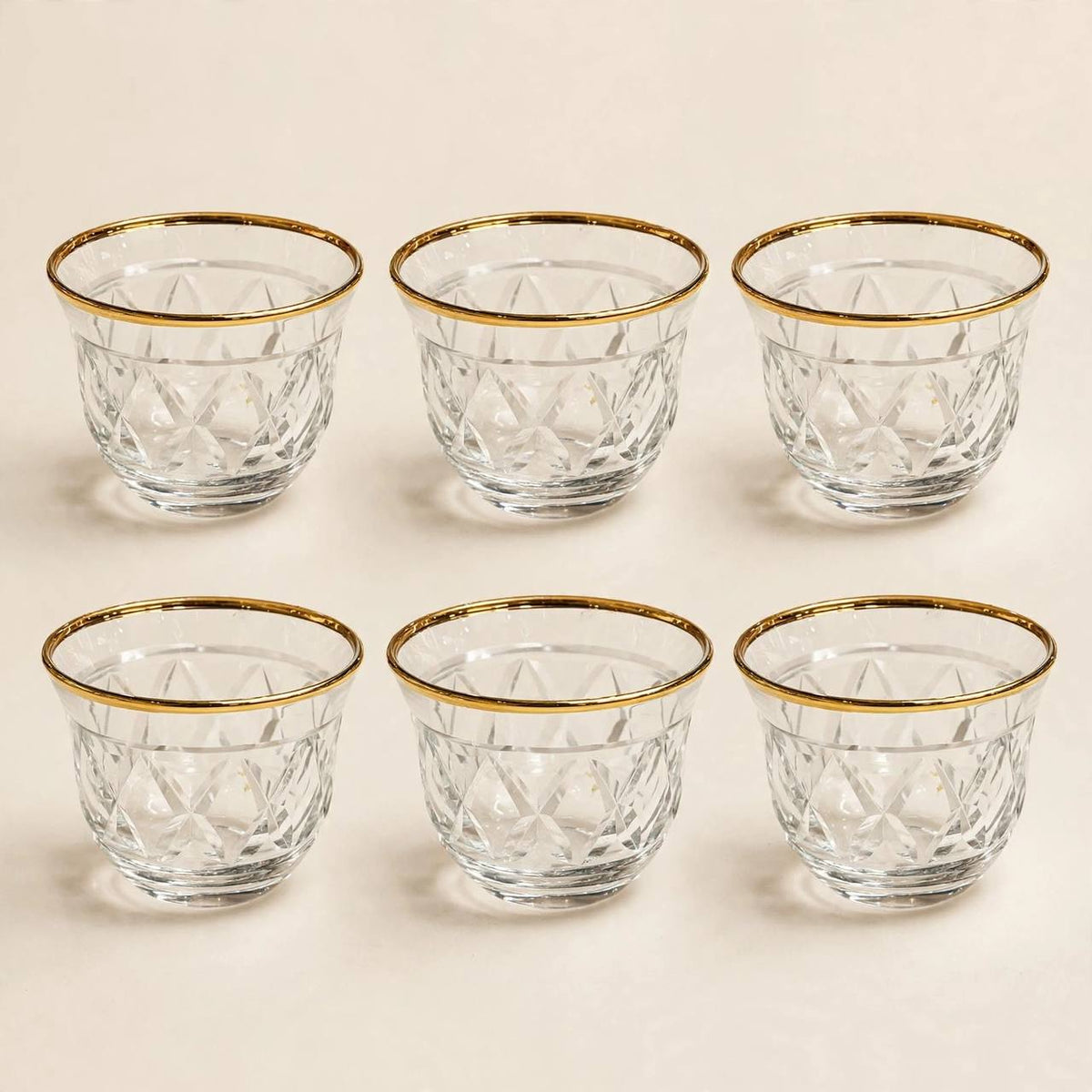 Gold & Crystal Cut Tea & Coffee Hospitality Set with Baroque Serving Tray & Floral Accent