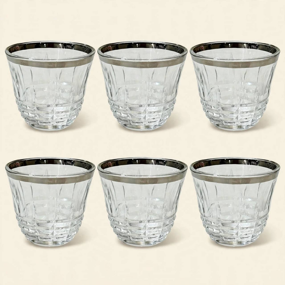Andalusian Geometric Tea & Coffee Hospitality Set with Silver Stainless Steel Tray & Floral Accent
