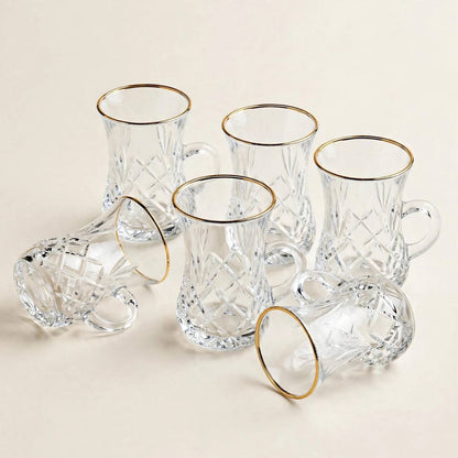 Polished Gold Thermal Tea & Coffee Hospitality Set with Botanical Cawa Cups, Serving Tray & Floral Accent