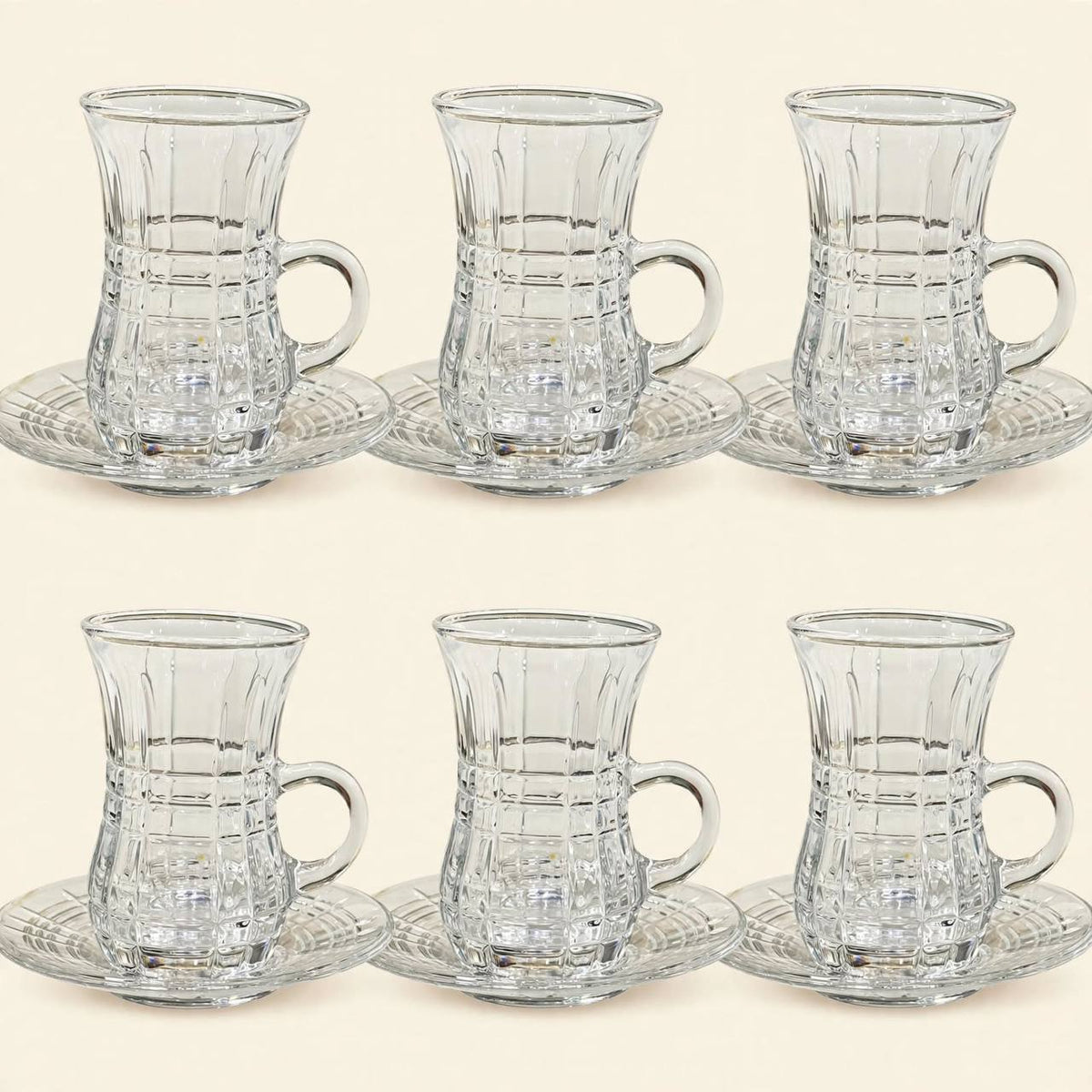 Andalusian Geometric Tea & Coffee Hospitality Set with Silver Stainless Steel Tray & Floral Accent