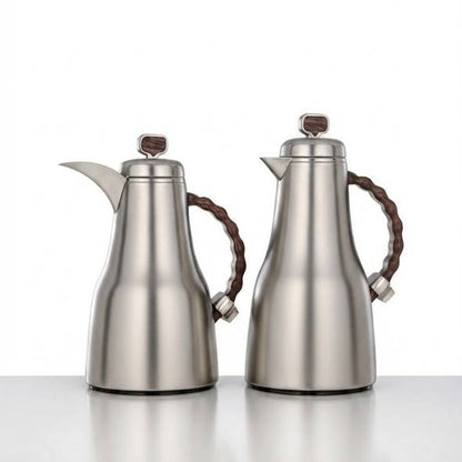 Al Marjan Flask Set M/Silver Wood - 0.7L + 1L