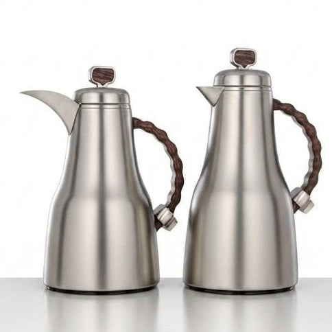 Al Marjan Flask Set M/Silver Wood - 0.7L + 1L - Mawaeen