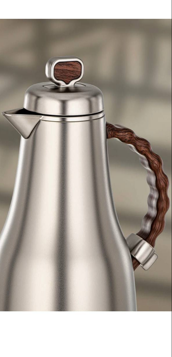 Al Marjan Flask Set M/Silver Wood - 0.7L + 1L