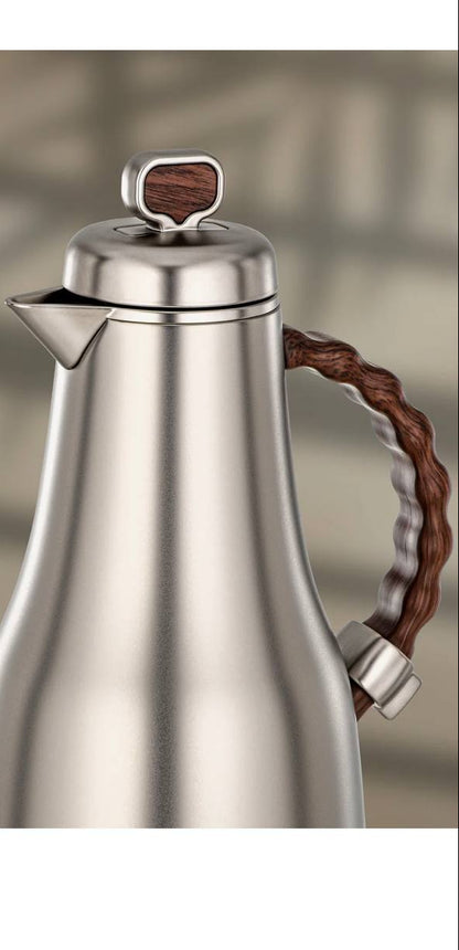 Al Marjan Flask Set M/Silver Wood - 0.7L + 1L