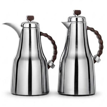 Al Marjan Flask Set Silver Wood - 0.7L + 1L