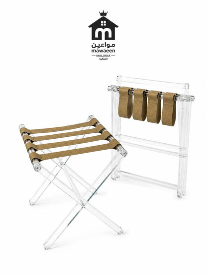 Table Heavy-Duty Leather Straps Acrylic Rack