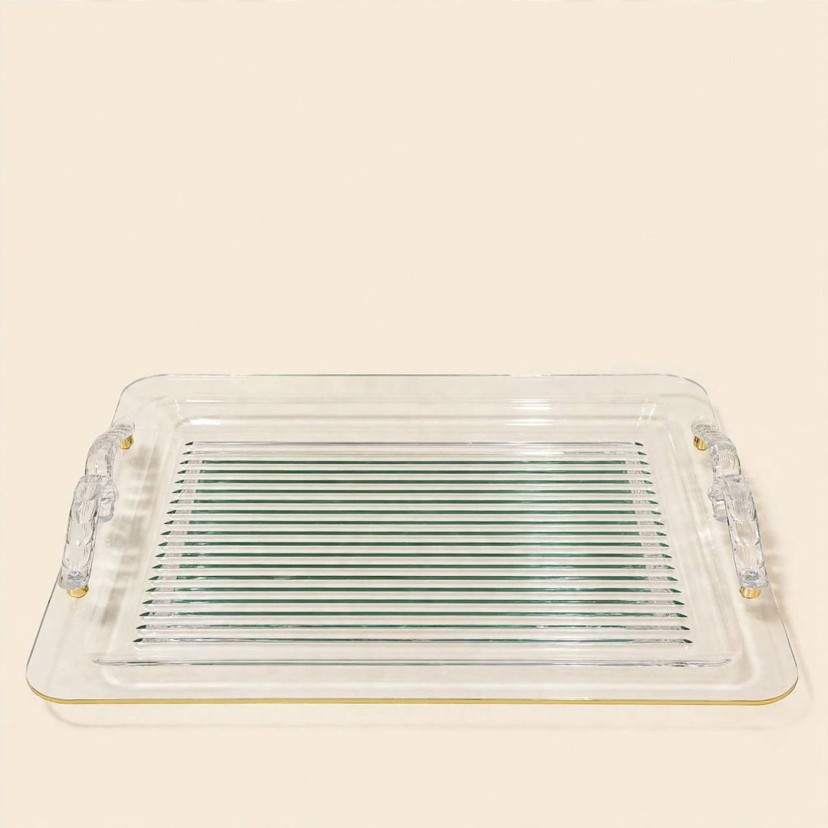 Emerald Green & Gold Tea and Coffee Set with Acrylic Tray & Floral Accent