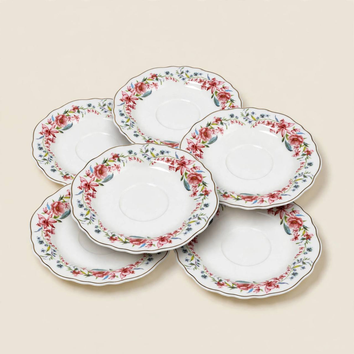 Rose Gold Tea & Coffee Hospitality Set with Blush Cawa Cups, Wooden Tray & Floral Accent