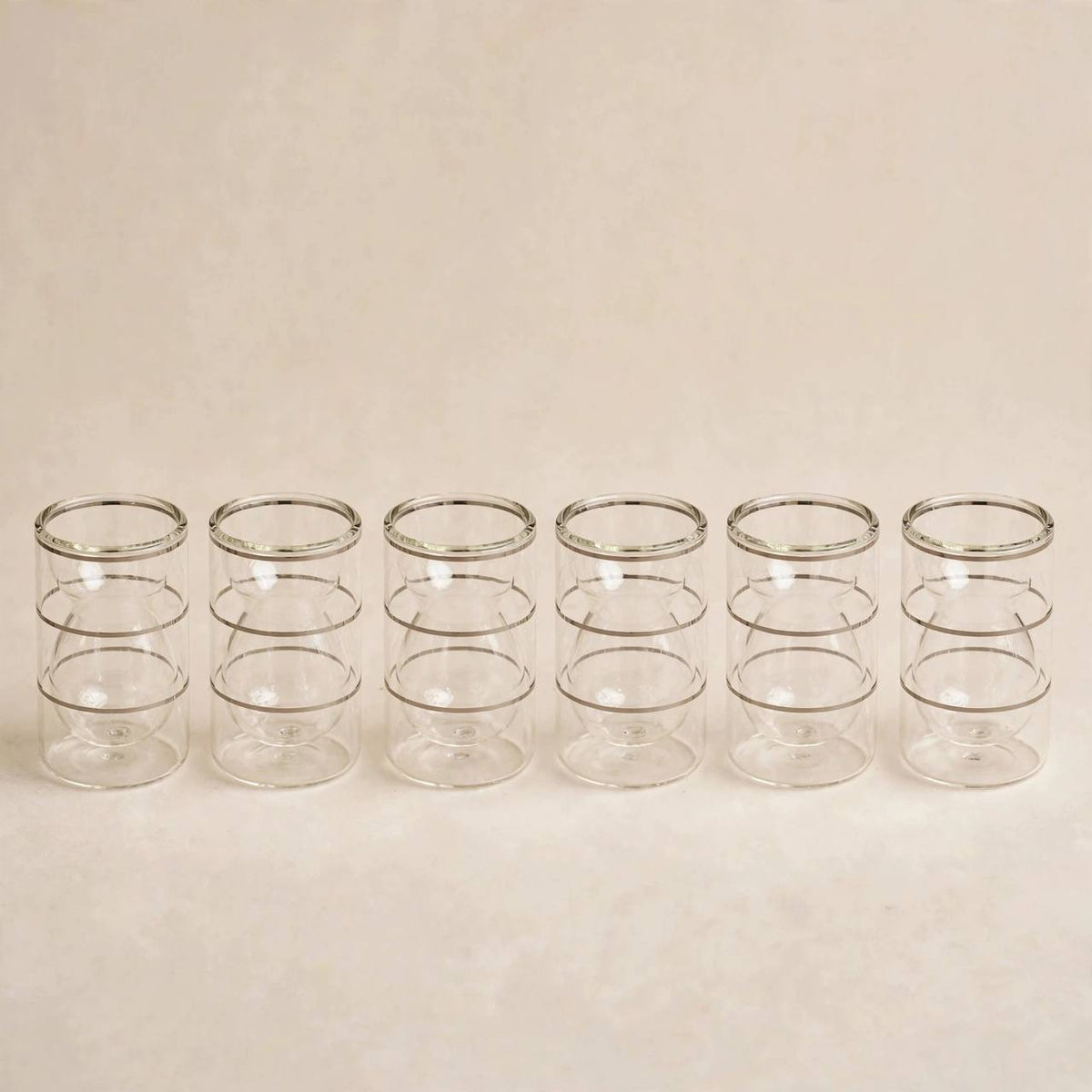 Matte Gray & Chrome Double-Walled Tea and Coffee Set with Acrylic Tray & Floral Accent