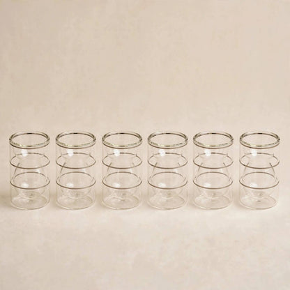 Matte Gray & Chrome Double-Walled Tea and Coffee Set with Acrylic Tray & Floral Accent
