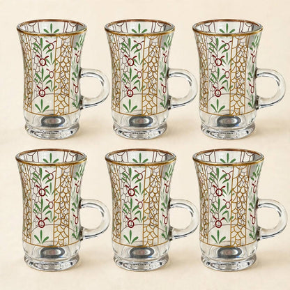Heritage Gold & Palm Motif Tea & Coffee Hospitality Set with Custom Palm-Leg Acrylic Tray, Covered Date Bowl & Crystal Sugar Pot