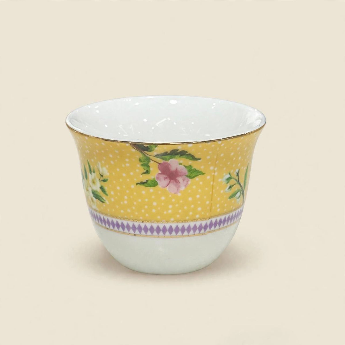 Royal Yellow Floral Tea & Coffee Hospitality Set with Engraved Oval Tray & Floral Accent