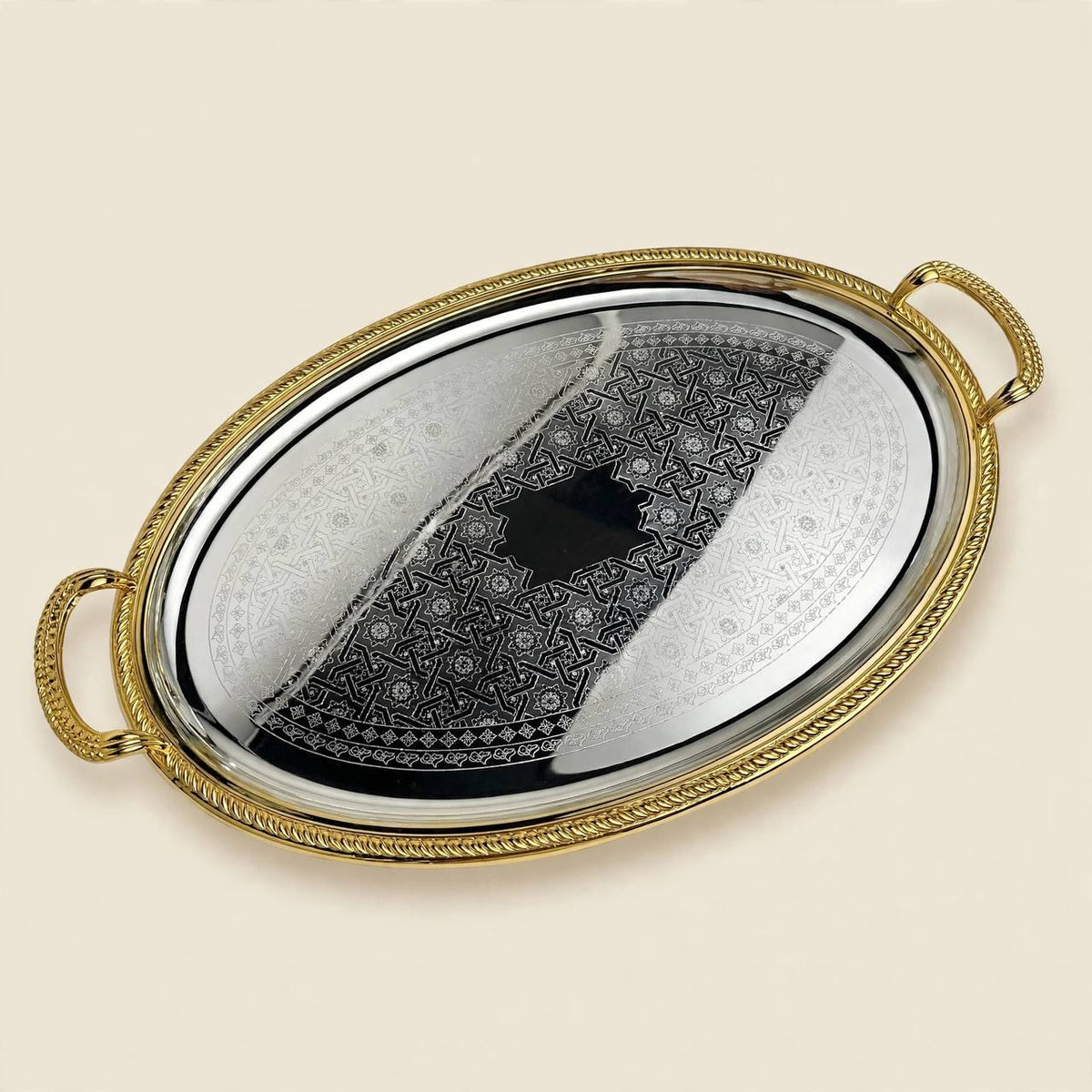 Royal Yellow Floral Tea & Coffee Hospitality Set with Engraved Oval Tray & Floral Accent