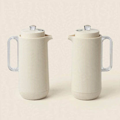 Fluted Cream & Floral Tea & Coffee Hospitality Set with Arched Cup Stand, Sugar Pot & Serving Tray